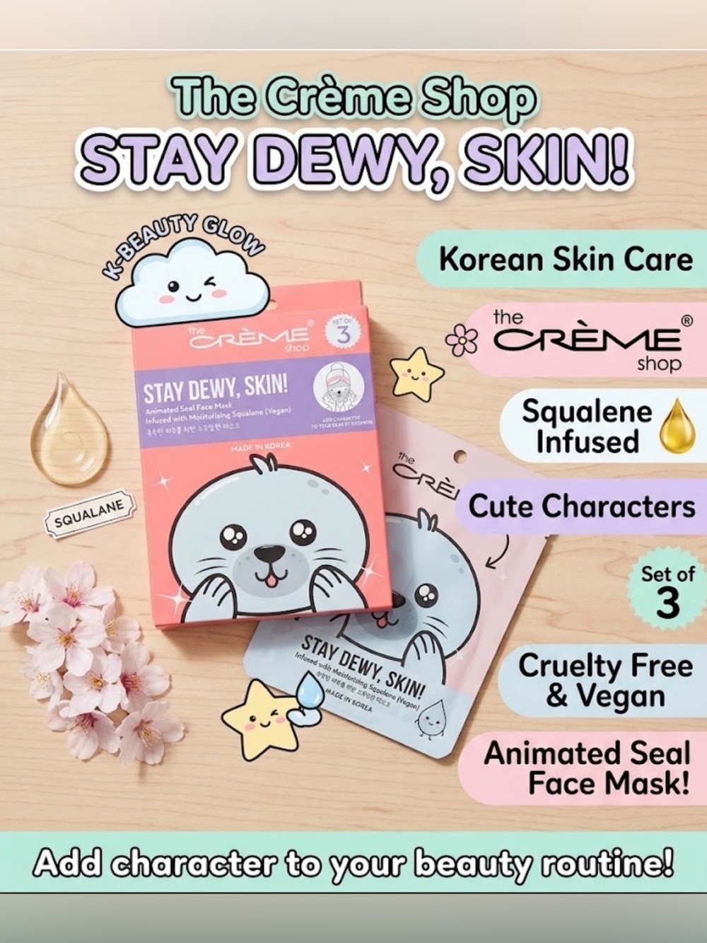 The Crème Shop Stay Dewy, Skin! Squalene Infused Face Mask — Blue
